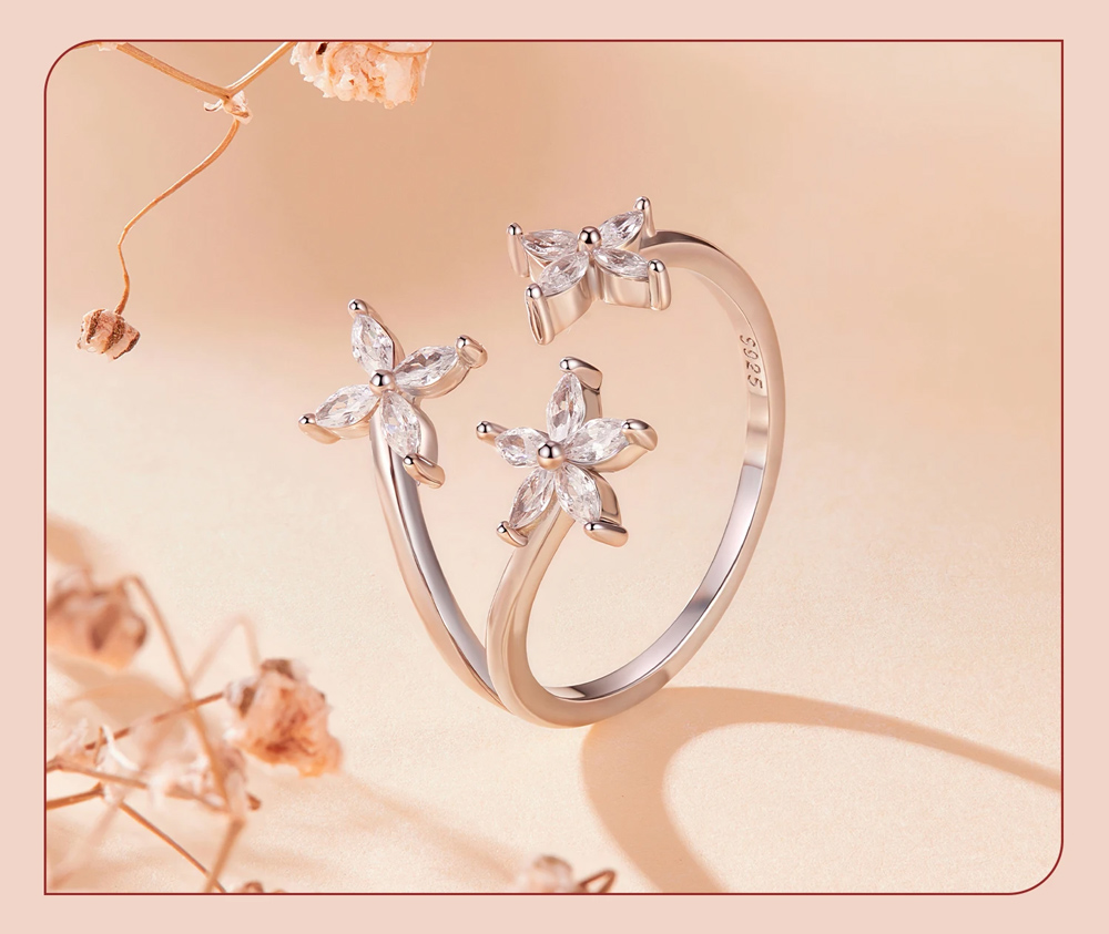 BAMOER δαχτυλίδι BSR710-E με κυβική ζιρκόνια, ανοιγόμενο, ασήμι 925, ασημί - Image 3