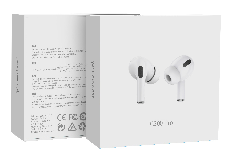 CELEBRAT earphones με θήκη φόρτισης C300 Pro, True Wireless, 13mm, 30/300mAh, λευκά - Image 7