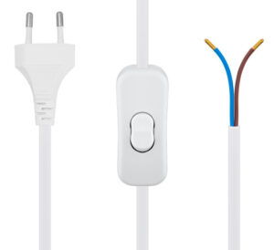 POWERTECH καλώδιο τροφοδοσίας CAB-P041 με διακόπτη, 2x 0.75mm², 1.5m, λευκό