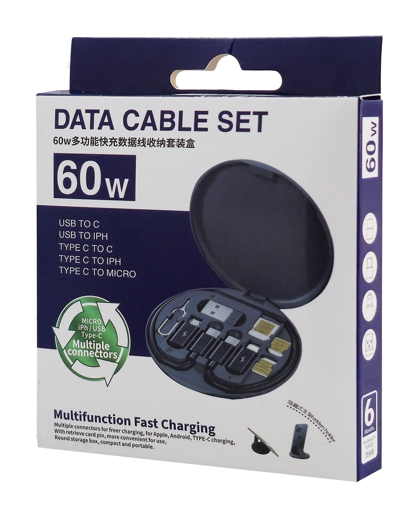 POWERTECH all in one κιτ φόρτισης με καλώδιο & αντάπτορες CAB-U161, 60W, 30cm, μαύρο - Image 5