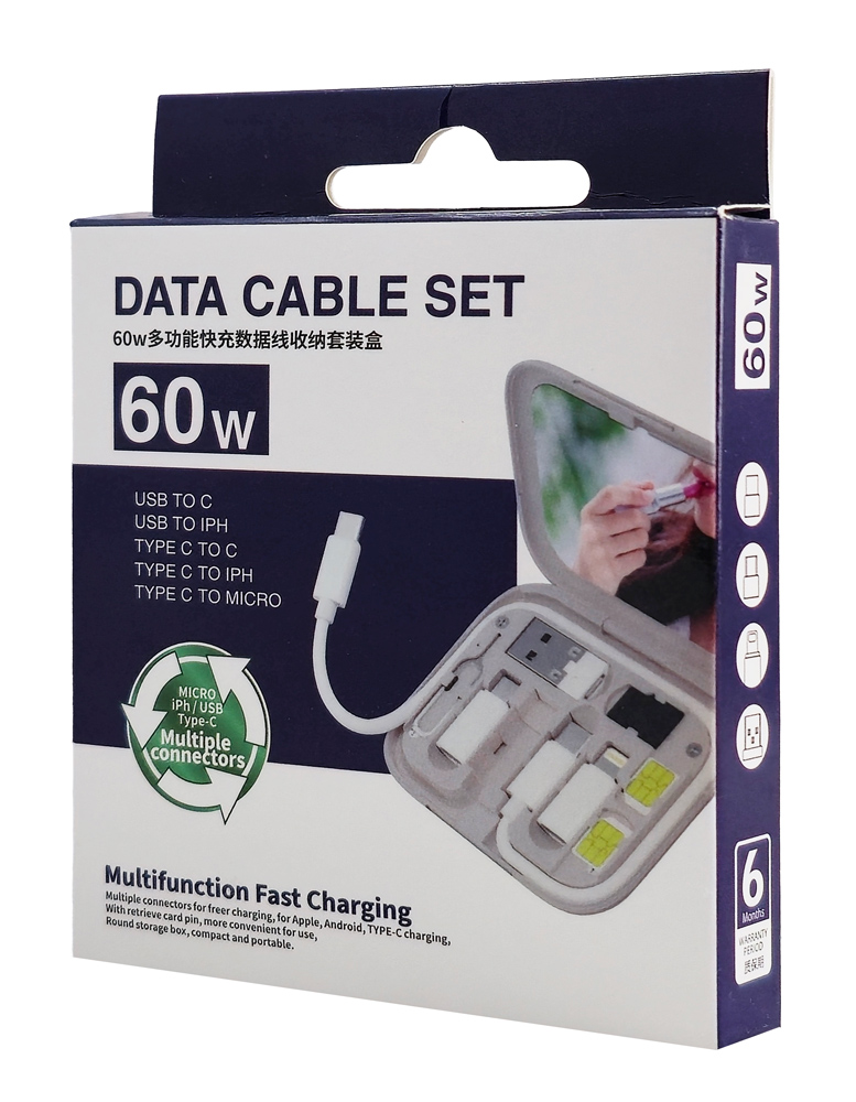 POWERTECH all in one κιτ φόρτισης με καλώδιο & αντάπτορες CAB-U162, 60W, 30cm, μαύρο - Image 5