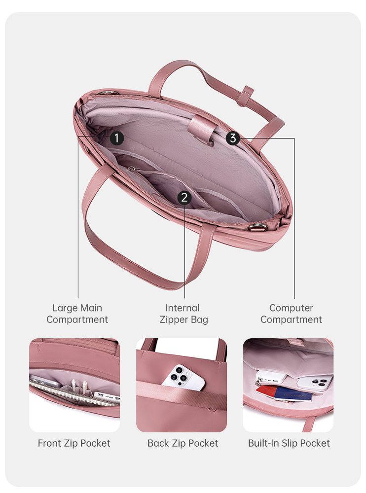 CHANTRIA γυναικεία τσάντα ώμου CB00789 για laptop 15.6", 12L, μωβ - Image 4