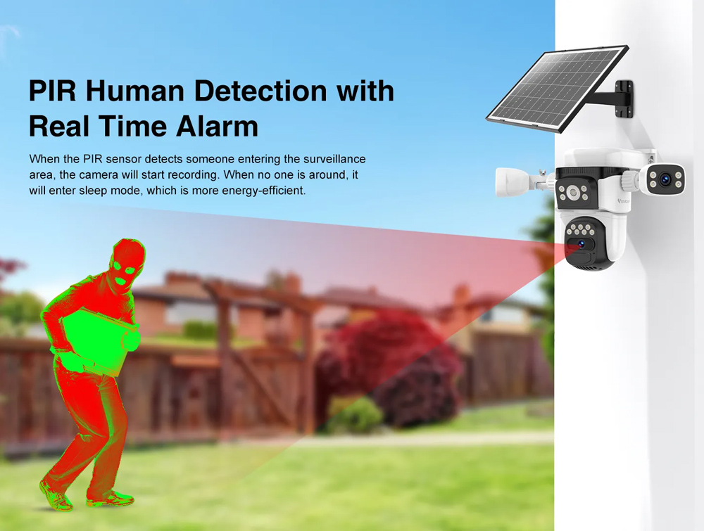 VSTARCAM smart ηλιακή κάμερα CB621SR, triple lens, 2MP, WiFi, SD, PTZ, IP66 - Image 3