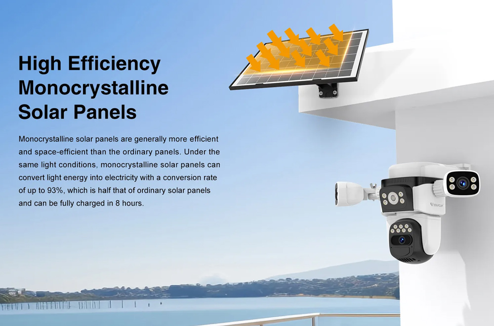 VSTARCAM smart ηλιακή κάμερα CB621SR, triple lens, 2MP, WiFi, SD, PTZ, IP66 - Image 8