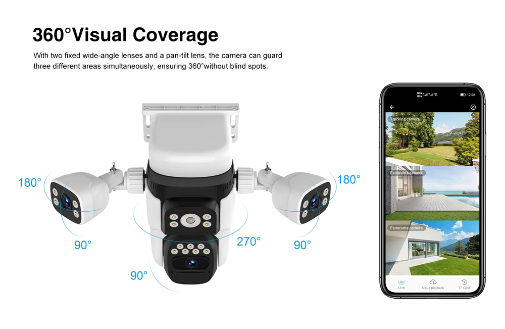 VSTARCAM smart ηλιακή κάμερα CB621SR, triple lens, 2MP, WiFi, SD, PTZ, IP66 - Image 11