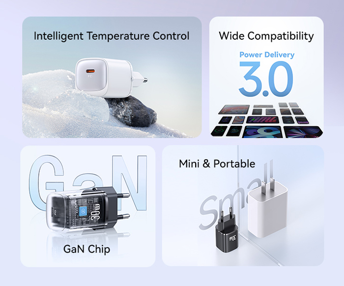 USAMS φορτιστής τοίχου US-CC251, USB-C, 30W, GaN, λευκός - Image 2