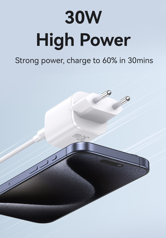 USAMS φορτιστής τοίχου US-CC251, USB-C, 30W, GaN, λευκός - Image 3