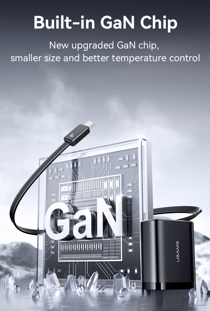 USAMS φορτιστής τοίχου CC296 με καλώδιο, USB & USB-C, 30W, μαύρος - Image 6