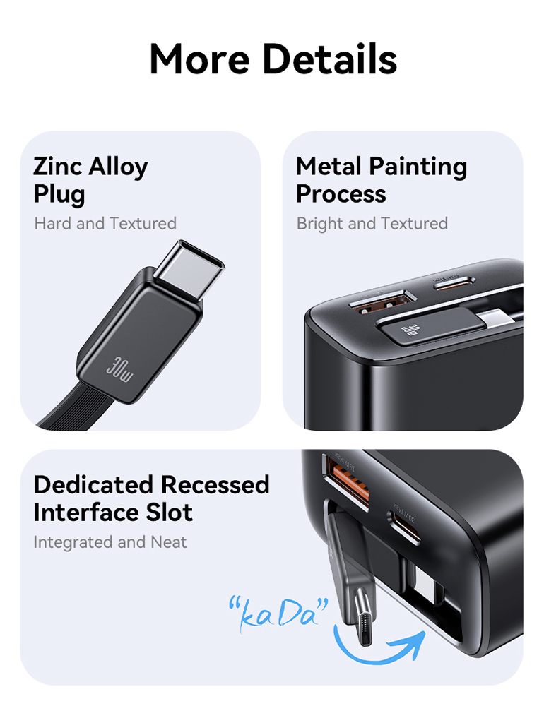 USAMS φορτιστής τοίχου CC296 με καλώδιο, USB & USB-C, 30W, μαύρος - Image 7