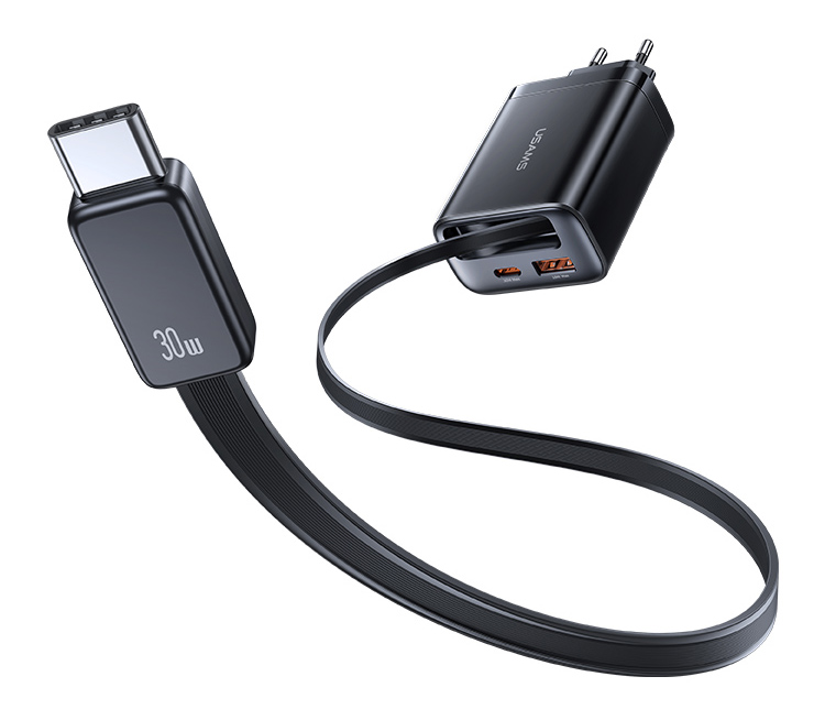 USAMS φορτιστής τοίχου CC296 με καλώδιο, USB & USB-C, 30W, μαύρος - Image 8