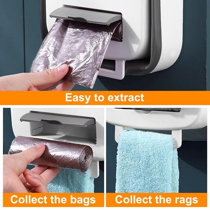 Πτυσσόμενος κάδος απορριμμάτων CLN-0054 με θήκη για σακούλες, 10L, γκρι - Image 3