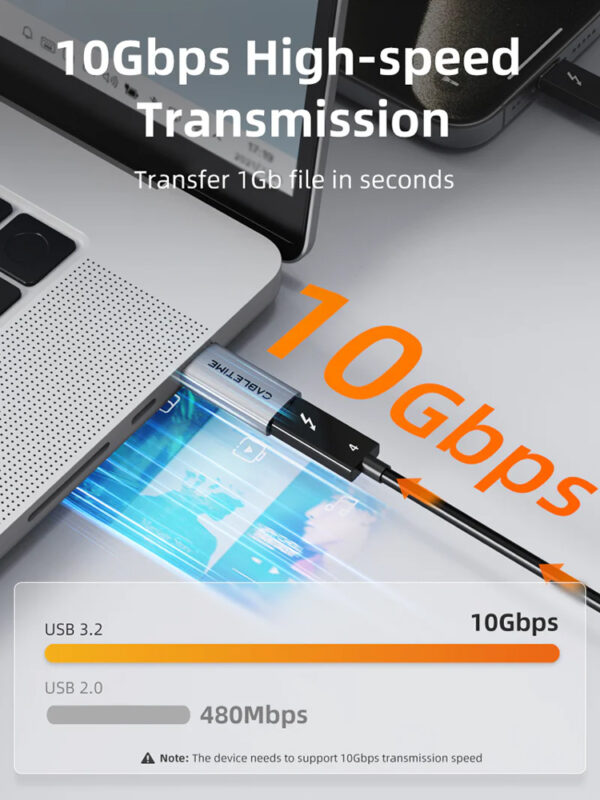 CABLETIME αντάπτορας USB-C σε USB CT-AMCF10-AG, 10Gbps, 15W, γκρι - Image 3