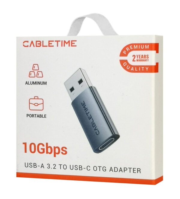 CABLETIME αντάπτορας USB-C σε USB CT-AMCF10-AG, 10Gbps, 15W, γκρι - Image 8
