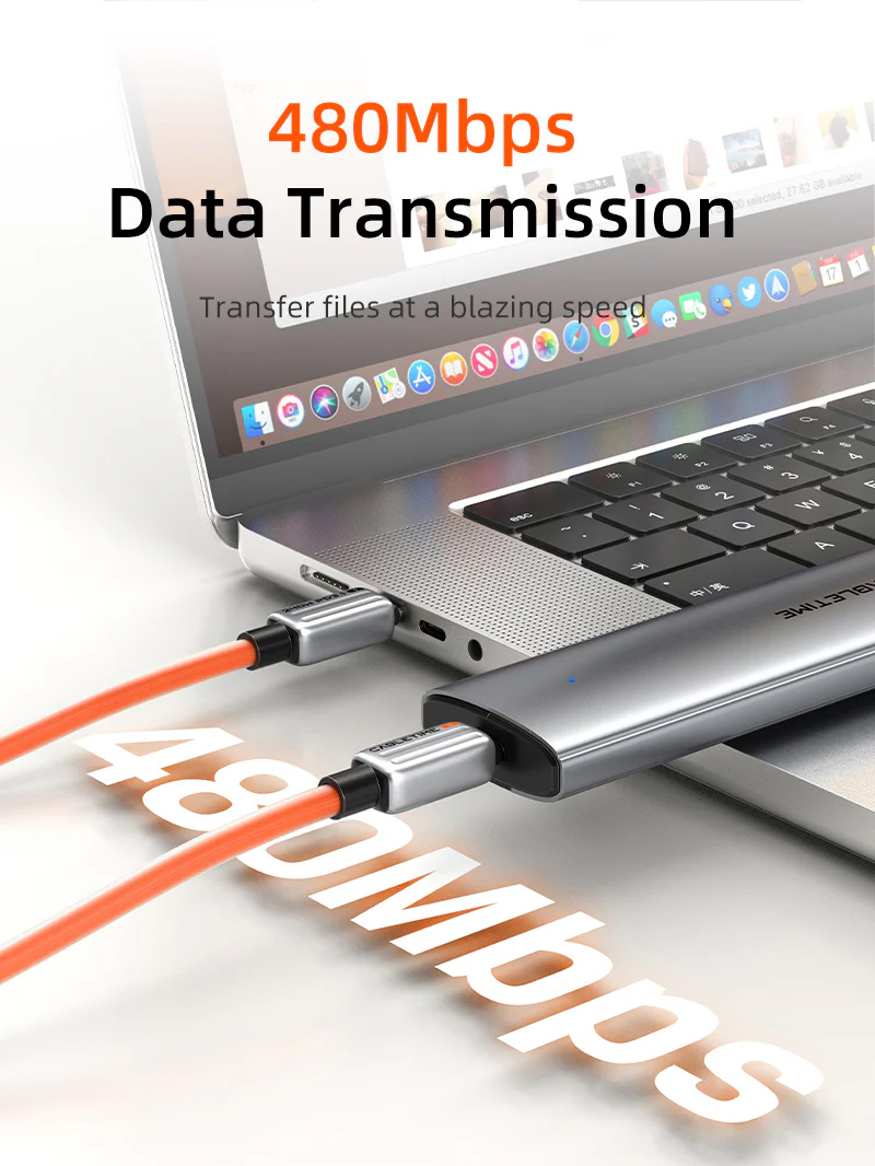 CABLETIME καλώδιο USB-C CT-CM240-ZSW1, 240W, 480Mbps, 1m, λευκό - Image 7