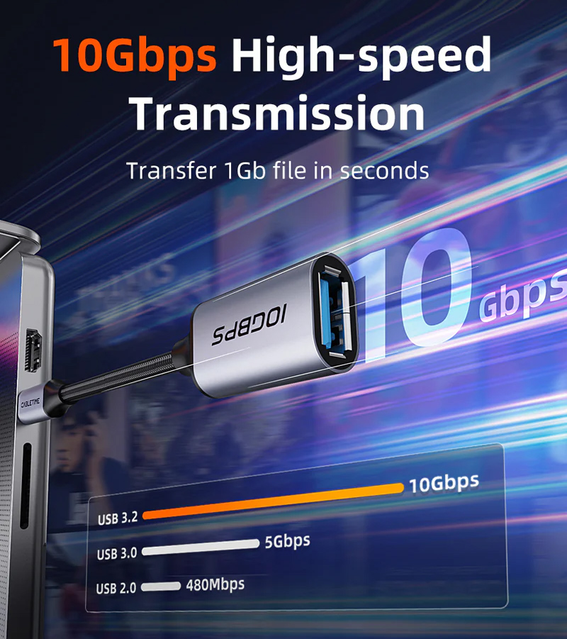 CABLETIME αντάπτορας USB-C σε USB CT-CMAF10-AGL, 10Gbps, γκρι - Image 2