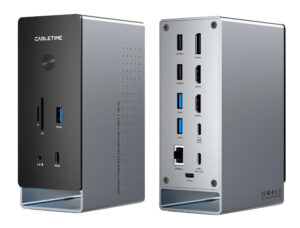 CABLETIME docking station CT-DK181-AG, 16 θυρών, USB-C σύνδεση, 100W PD, 1000Mbps, MST, γκρι