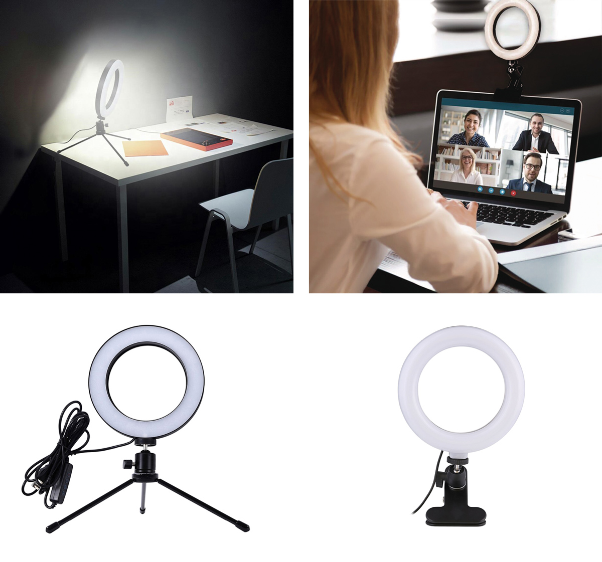 CABLETIME φωτιστικό δαχτυλίδι LED CT-LRL6-PB με μίνι τρίποδα & σφιγκτήρα, βάση smartphone, Φ16cm - Image 2