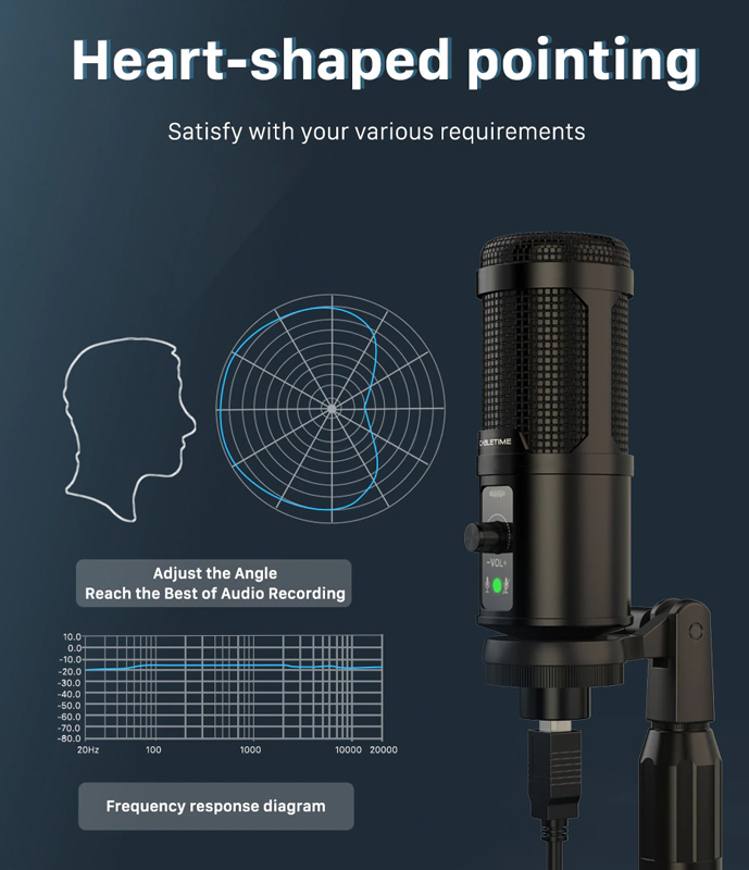 CABLETIME πυκνωτικό μικρόφωνο MP03-AB, με αντιανέμιο & τρίποδα, USB - Image 4