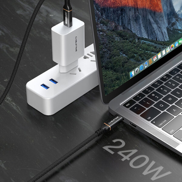 CABLETIME καλώδιο USB-C σε USB-C CT-USB4, 240W, 40Gbps, 8K/60Hz, USB4, 1m, μαύρο - Image 4