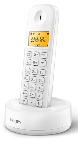 PHILIPS ασύρματο τηλέφωνο D1601W-34, με ελληνικό μενού, λευκό