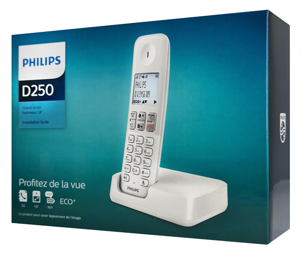 PHILIPS ασύρματο τηλέφωνο D2501W-34, με ελληνικό μενού, λευκό - Image 3