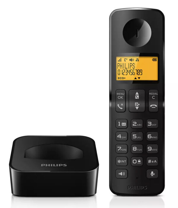 PHILIPS ασύρματο τηλέφωνο D2601B-34, με ελληνικό μενού, μαύρο - Image 2