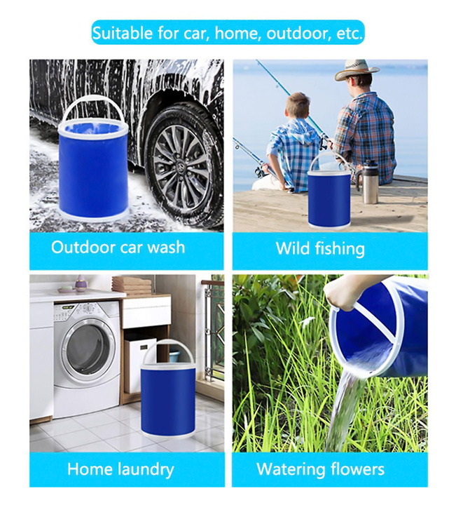 Πτυσσόμενος κουβάς DA376, υφασμάτινος, 11L, Φ24x25cm, μπλε - Image 2