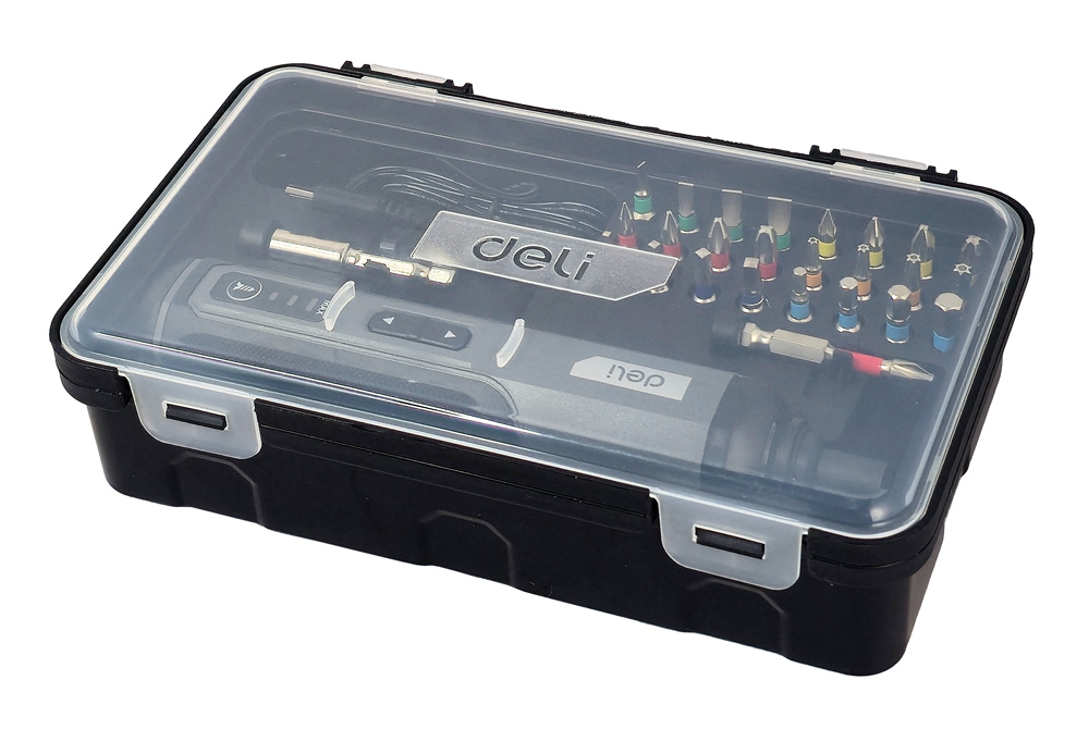 DELI σετ κατσαβίδι μπαταρίας με μύτες DC161, LED φακός, 2000mAh - Image 4