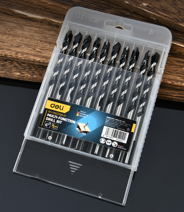 DELI σετ τρυπάνια DH-BWZ008-E1 για τοίχο/μέταλλο/ξύλο, 45# YG6X, 8x105mm, τρίπλευρο, 10τμχ - Image 2