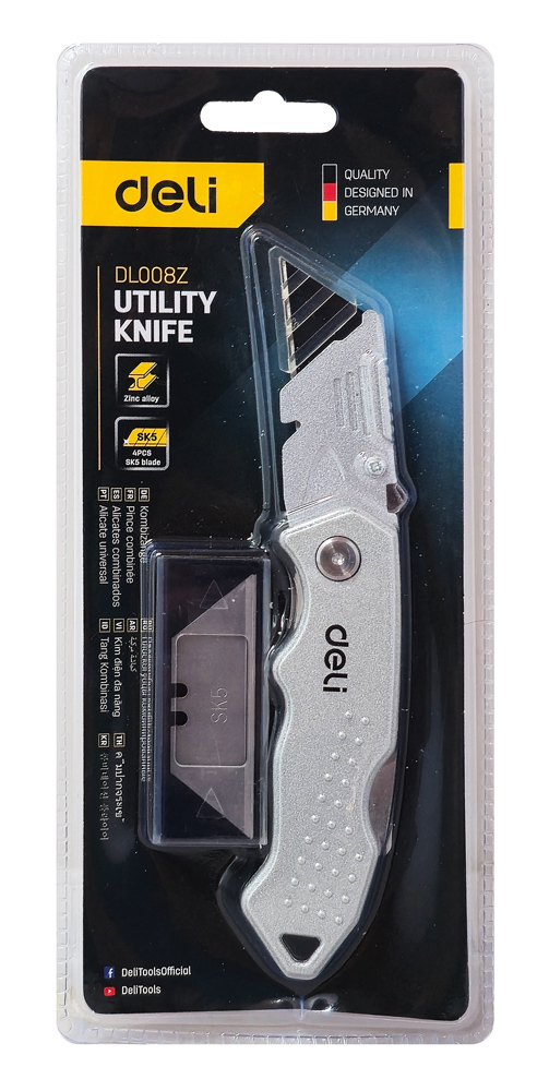 DELI κοπίδι DL008Z με ανταλλακτικές λεπίδες, μεταλλικό, 19mm, γκρι - Image 3