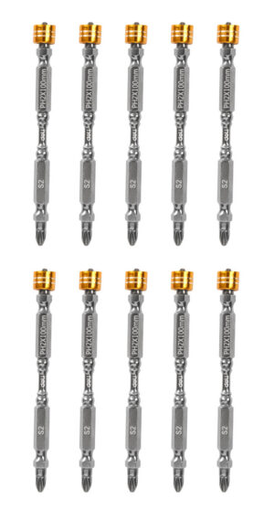 DELI σετ μύτες κατσαβιδιού DL255100 για δραπανοκατσάβιδο, διπλή κεφαλή, PH2x100mm, με μαγνητικό ring, 10τμχ