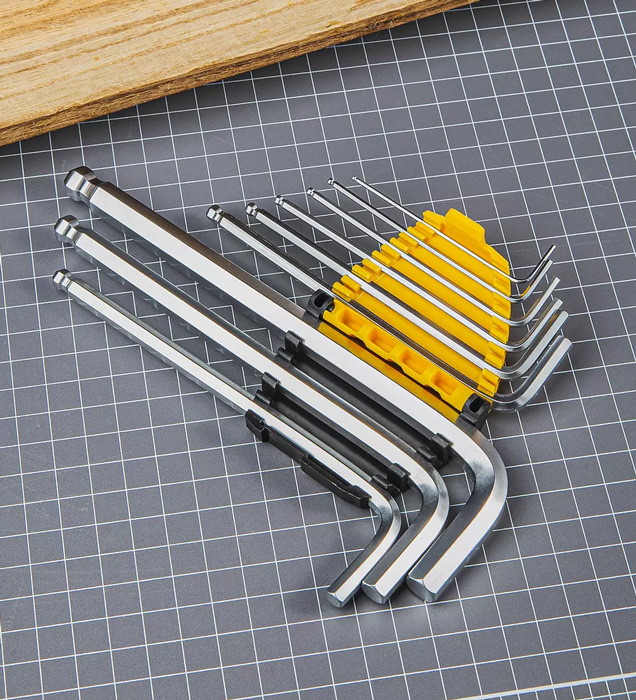 DELI σετ κλειδιά Allen DL3088 με μακρύ βραχίονα, 1.5-10mm, Cr-V, 9τμχ - Image 2