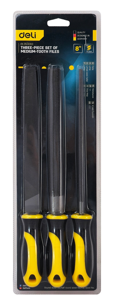 DELI σετ λίμες DL75108 με αντιολισθητική λαβή, μετάλλου, 200mm, 3τμχ - Image 4