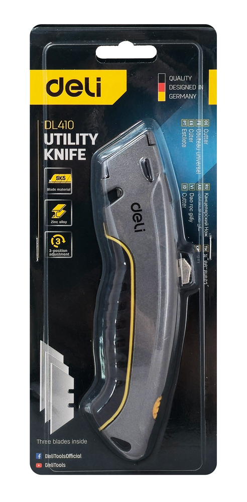 DELI κοπίδι DL410 με ανταλλακτικές λεπίδες, μεταλλικό, 19mm, γκρι - Image 4