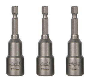 DELI σετ καρυδάκια DL4812T για δραπανοκατσάβιδο, μαγνητικά, 12mm, εξάγωνα, 3τμχ