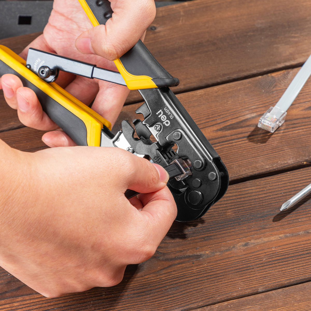 DELI πρέσα ακροδεκτών καλωδίων δικτύου DL4971, 4P/6P/8P, 200mm - Image 2