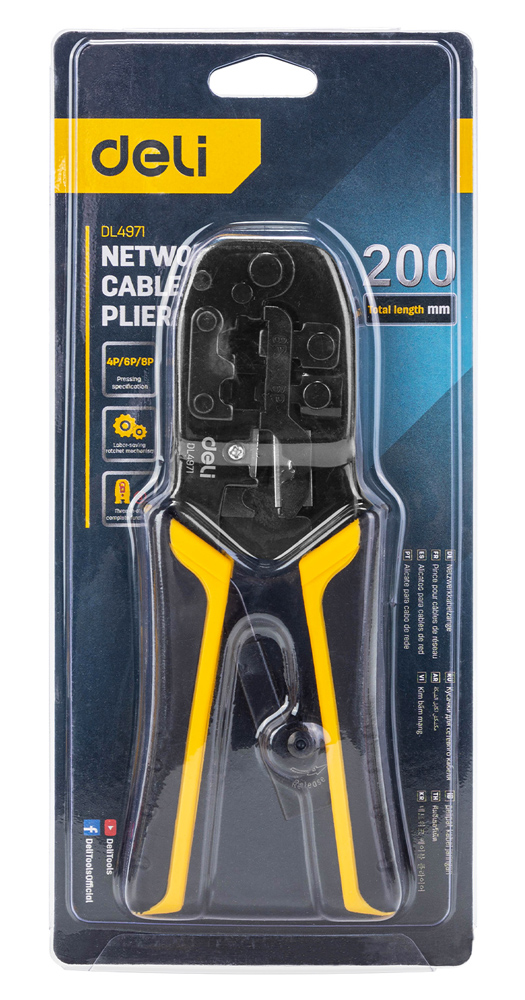 DELI πρέσα ακροδεκτών καλωδίων δικτύου DL4971, 4P/6P/8P, 200mm - Image 6