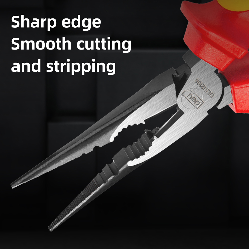 DELI μυτοτσίμπιδο ίσιο ηλεκτρολόγου DL512108 με αντιολισθητικές λαβές, VDE 1000V, 200mm - Image 3