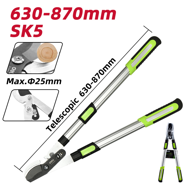 DELI ψαλίδι κλάδου DL580423 για κλαδιά έως 25mm, πτυσσόμενο, 630-870mm