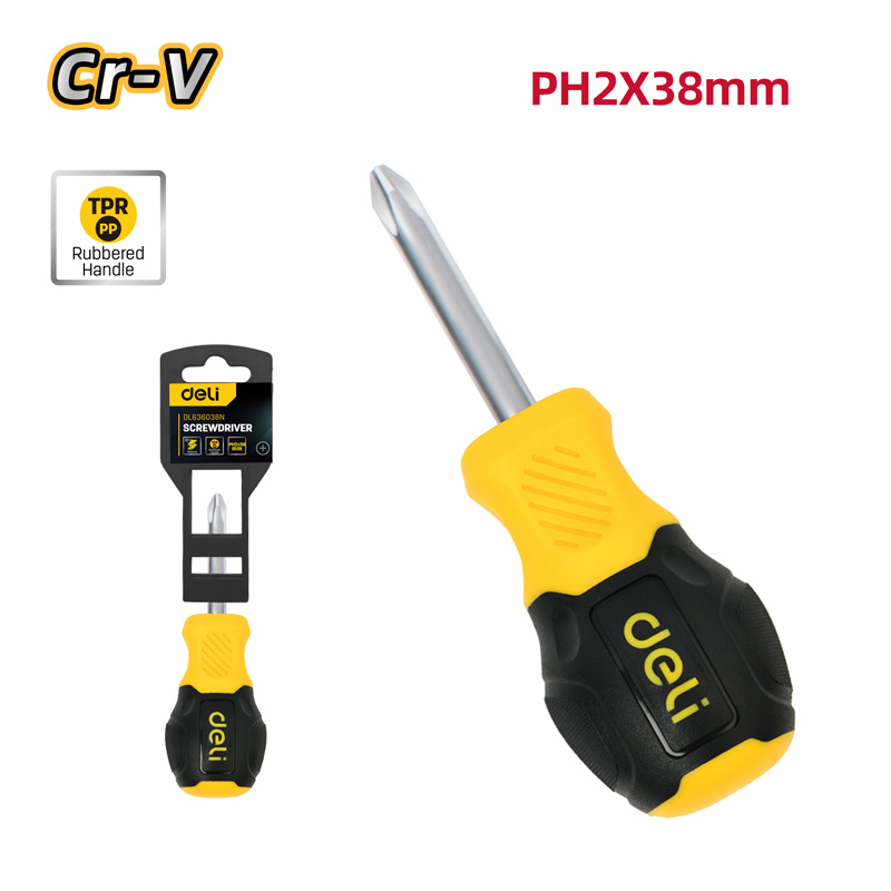 DELI κατσαβίδι σταυρωτό DL636038N με αντιολισθητική λαβή, μαγνητικό, PH2x38mm - Image 2