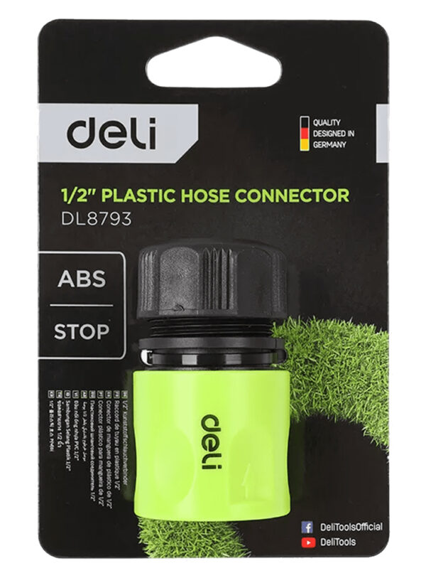 DELI ταχυσύνδεσμος για λάστιχο DL8793 με water stop, 1/2", πράσινος - Image 3