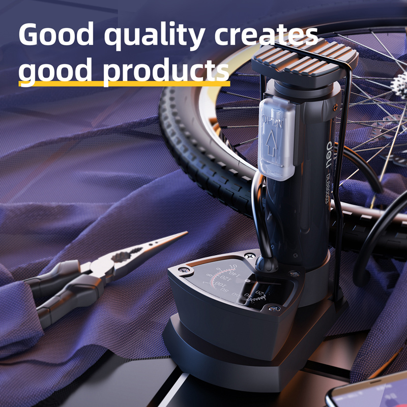 DELI τρόμπα ποδιού DL880003 με μανόμετρο, 140PSI, μαύρη - Image 2