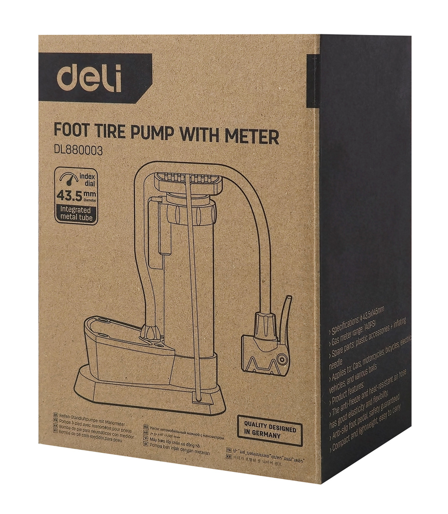 DELI τρόμπα ποδιού DL880003 με μανόμετρο, 140PSI, μαύρη - Image 4