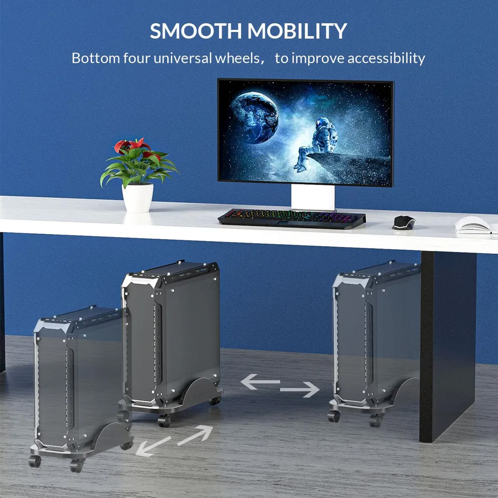 IAMAKER βάση PC DND2 με ροδάκια, universal, 22x47cm, μαύρη - Image 2