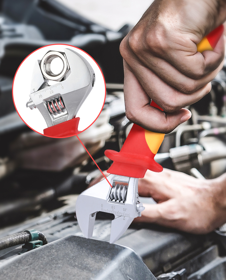 DELI γαλλικό κλειδί ηλεκτρολόγου DQ90408, αντιολισθητική λαβή, ρυθμιζόμενο 0-25mm, VDE 1000V, 200mm - Image 3