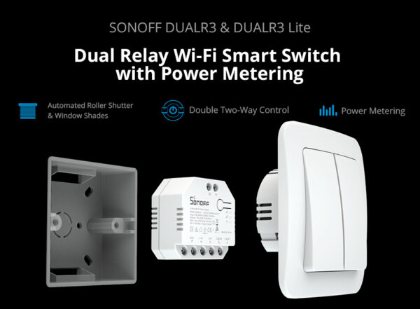 SONOFF smart διακόπτης DUALR3, 2-Gang, WiFi, 15A, λευκός - Image 2