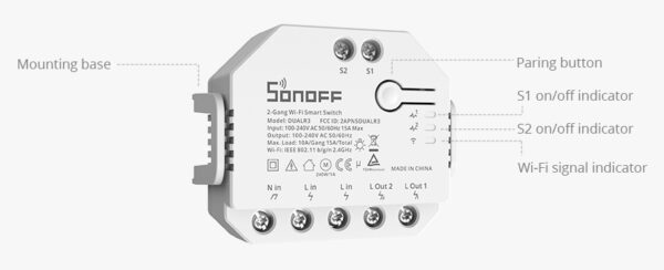 SONOFF smart διακόπτης DUALR3, 2-Gang, WiFi, 15A, λευκός - Image 6