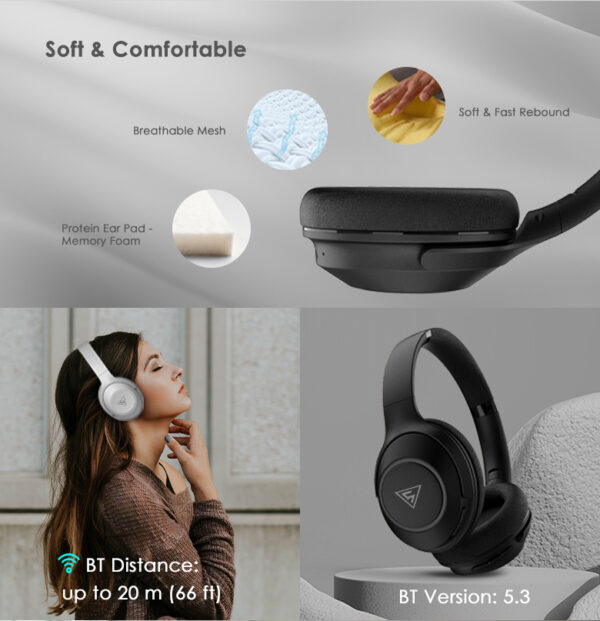 DOQAUS headphones FOCUS 5, ασύρματα & ενσύρματα, Φ40mm, 1000mAh, μωβ - Image 6