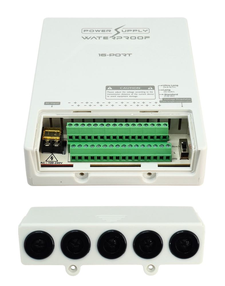 FOLKSAFE τροφοδοτικό συστημάτων CCTV FS-DC121608W, 16 εξόδων, 12V/8A, αδιάβροχο IP65 - Image 2