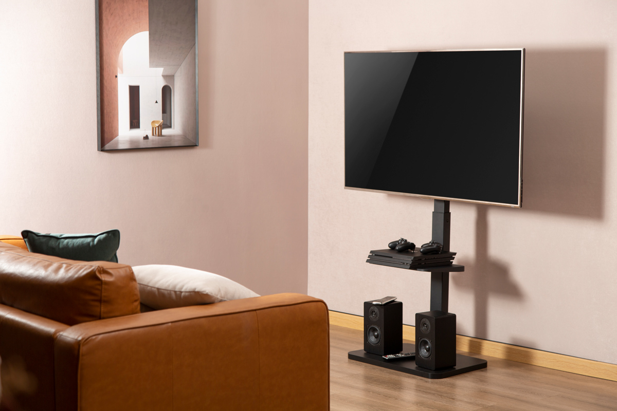 BRATECK βάση δαπέδου FS32-46 για τηλεόραση 37-75" έως 40kg, με ράφι - Image 2